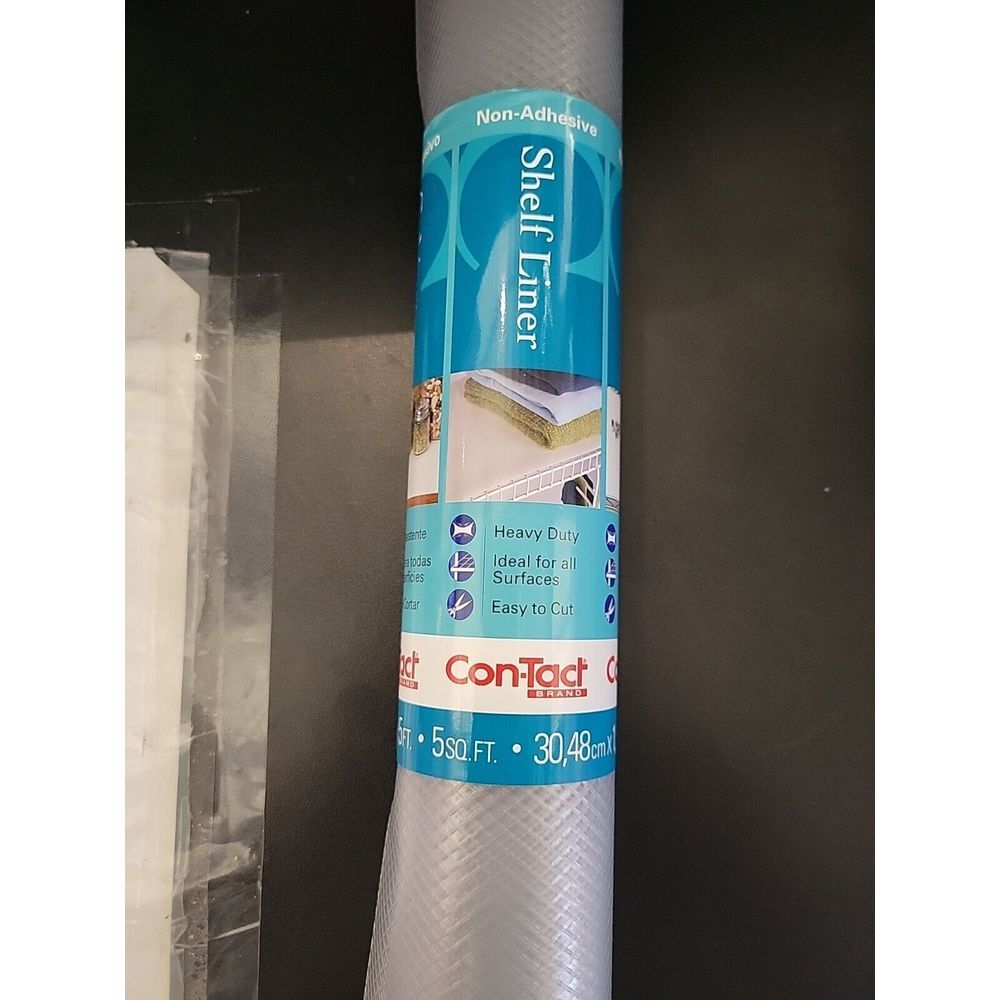 Con-Tact 12 In.‎ x 5 Ft. Clear Non-Adhesive Shelf Liner 05F-C5T10-01 Con-Tact